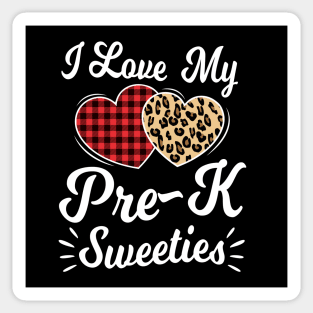 Heart Leopard Buffalo Plaid Valentines Day Pre-K Teacher Sticker